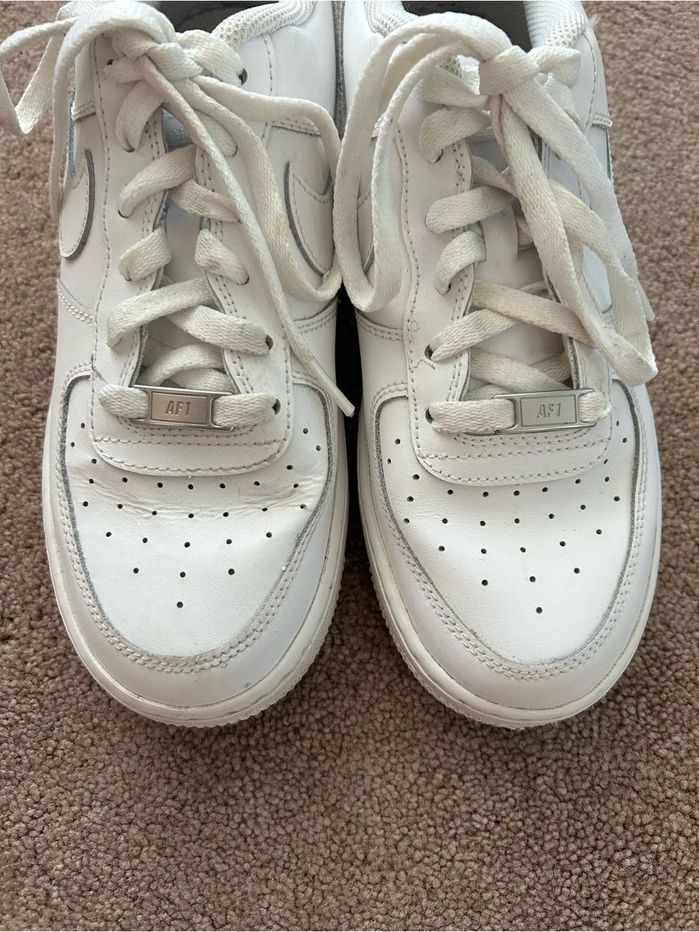 Nike Air Force 1 Low Triple White Sneakers Shoes Youth Size 6.5Y
